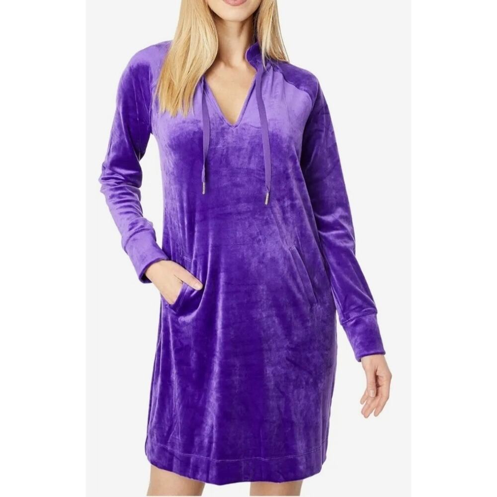 Lilly Pulitzer Cassi Velour Dress in Purple Berry XL
